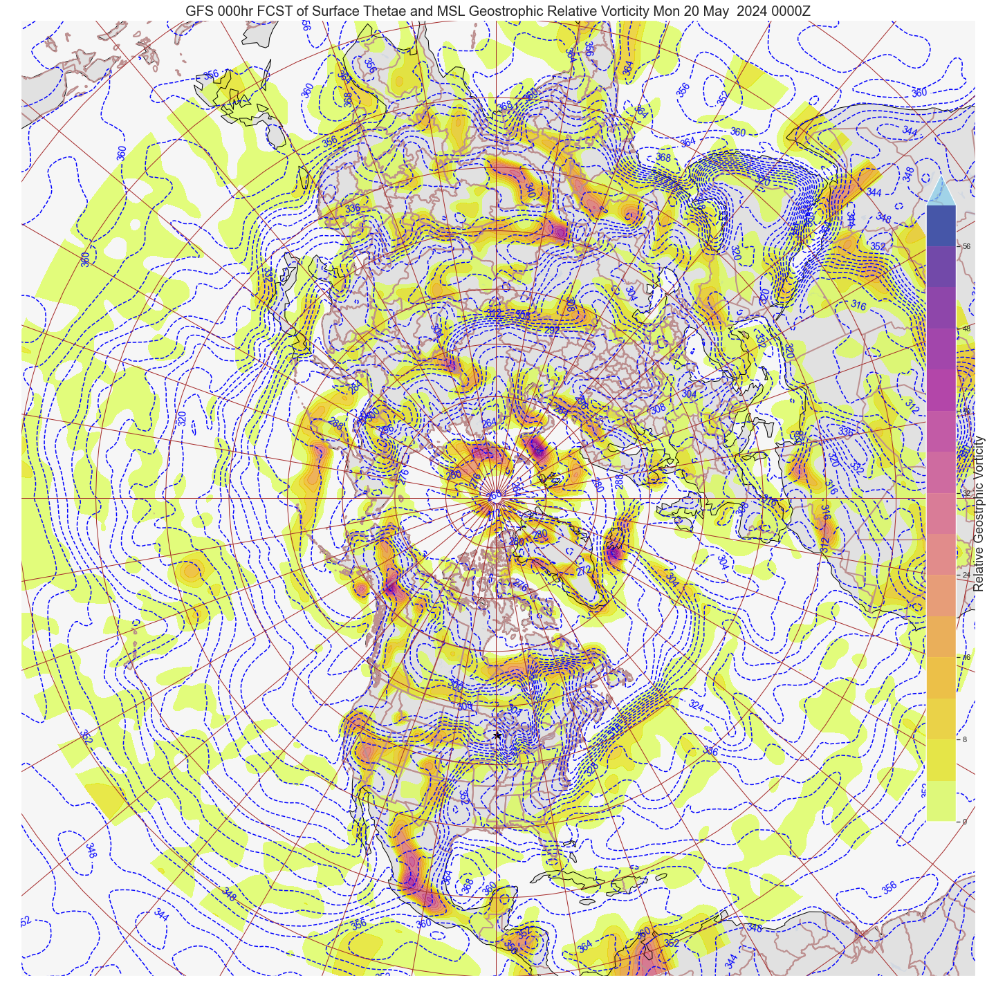 Hemispheric Surface Thetae and MSL Geostrophic Relative Vorticity